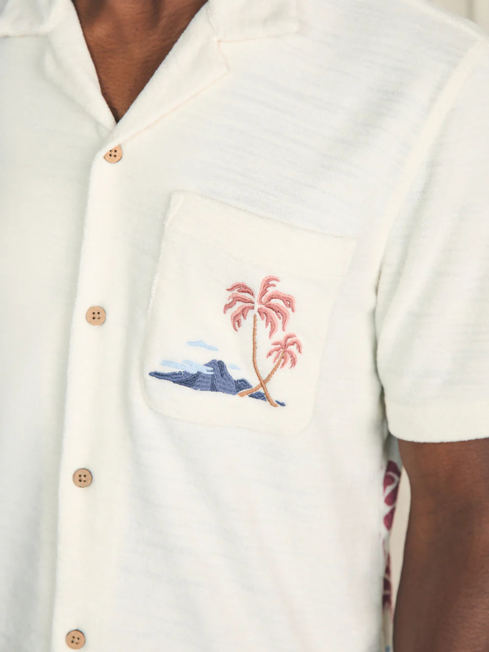 Short-Sleeve Cabana Towel Terry Shirt-Scenic Volcanic Island
