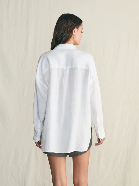 WOMENS Laguna Linen Relaxed Shirt-WHITE