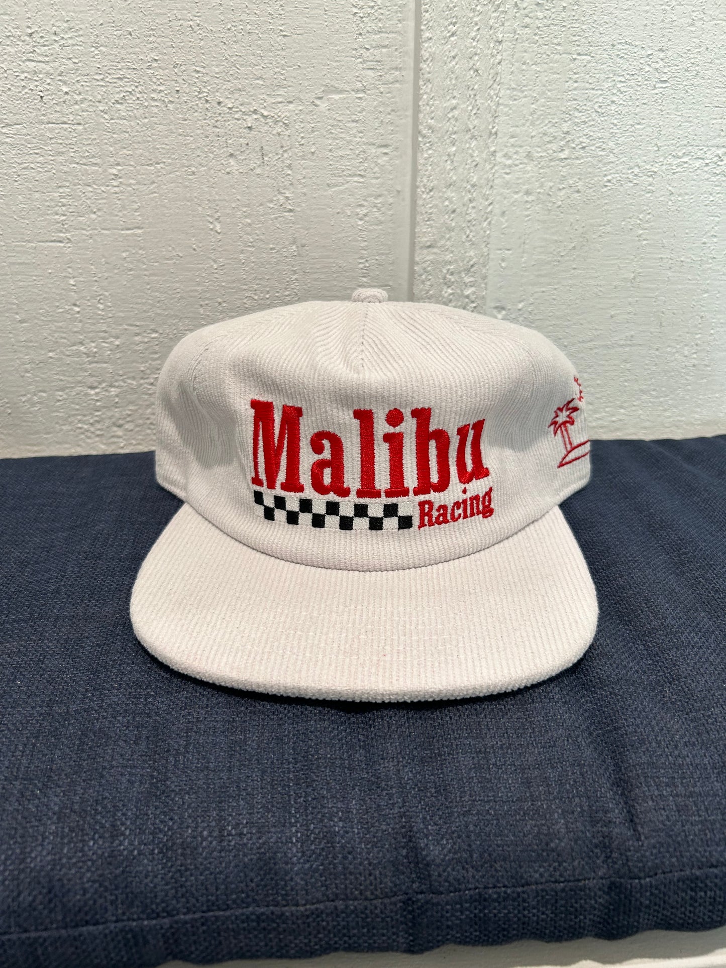 White Corduroy Red Malibu Racing Logo