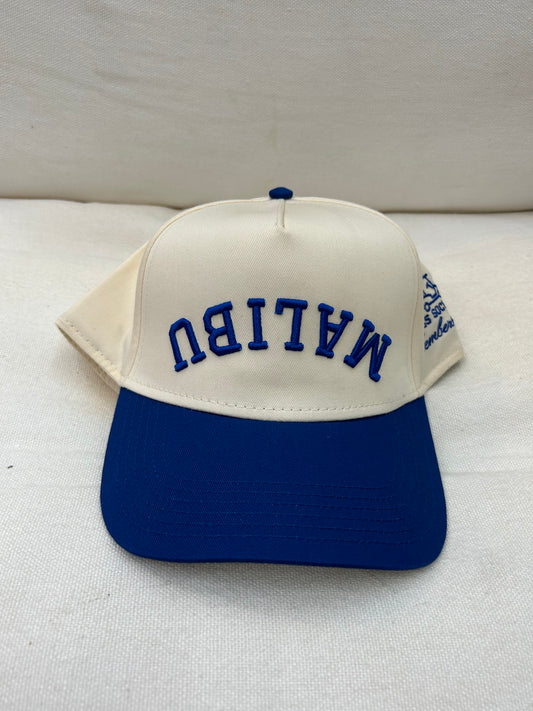 Cream and Royal Blue hat