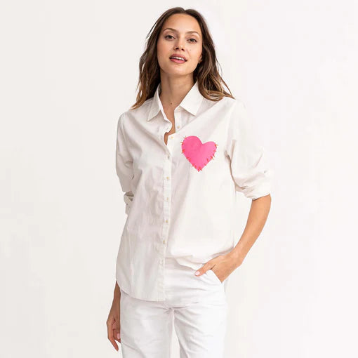 Mia Shirt Imperfect Heart Pocket White