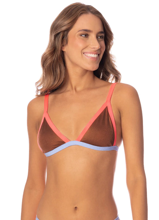 Amber Brown Rewind Fixed Triangle Bikini Top