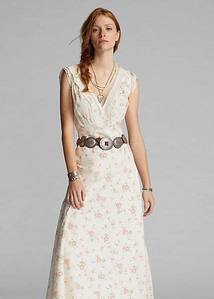 RRL Cream and Pink Floral Dress