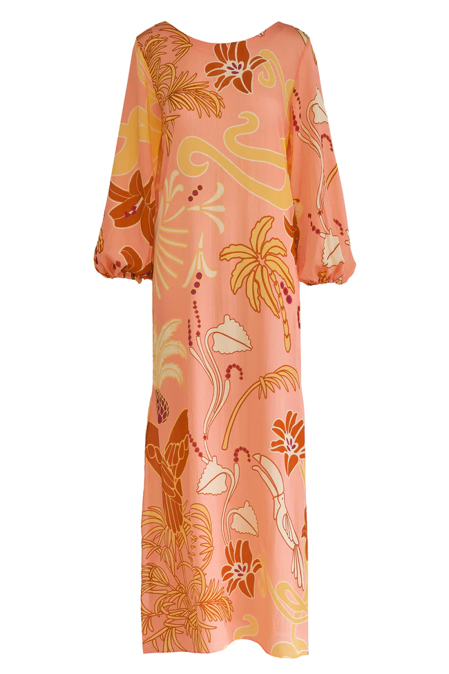 Saman Silk Maxi Dress / Pink Garden