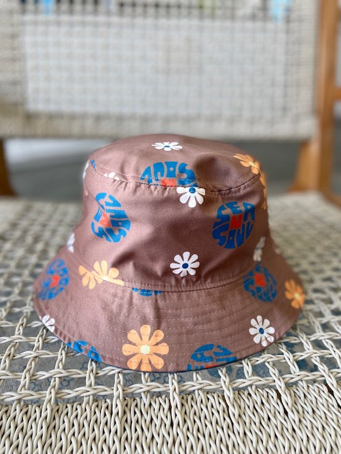 Reversible retro Bucket hat Light brown/Blue
