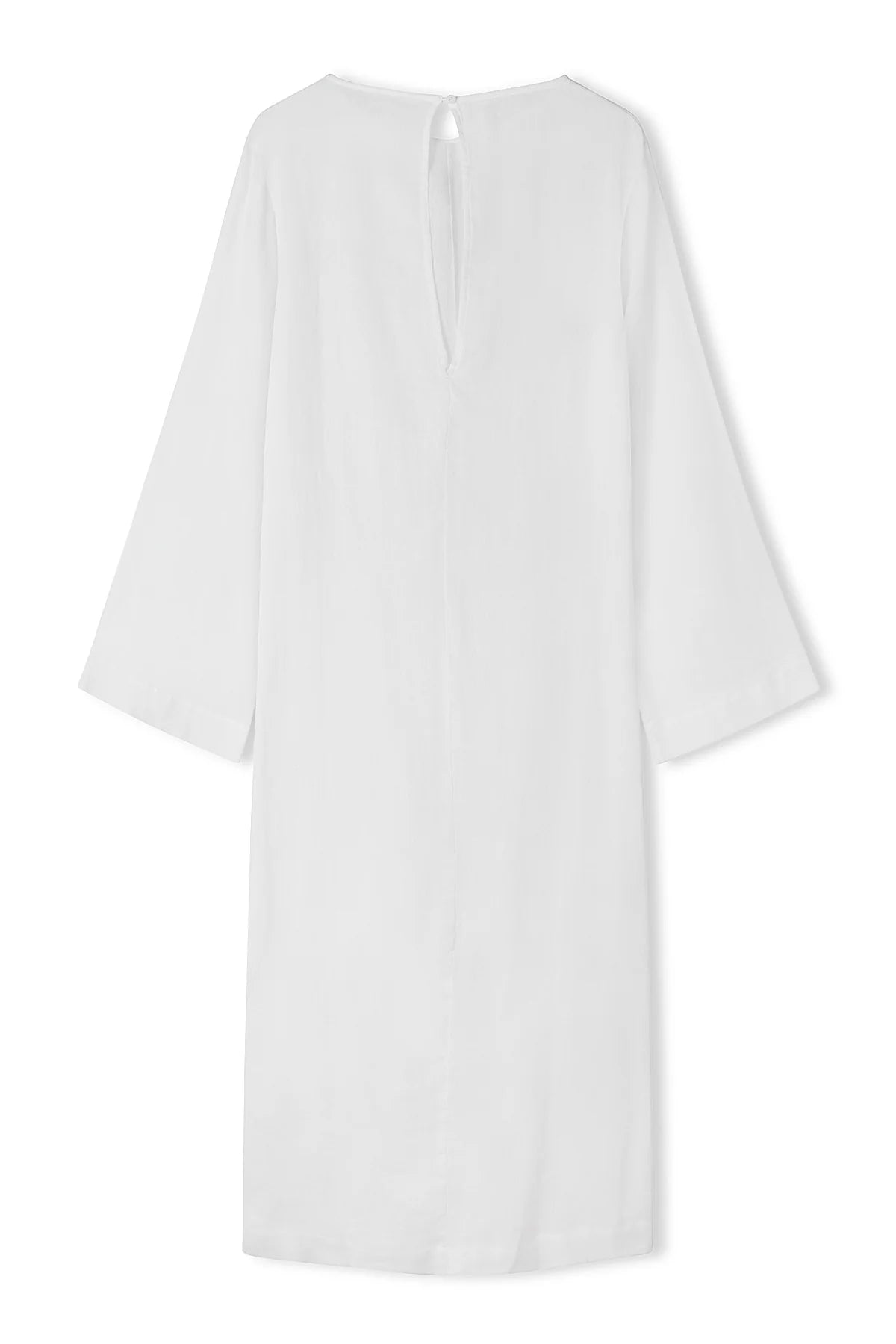 White Linen Blend Pullover Dress
