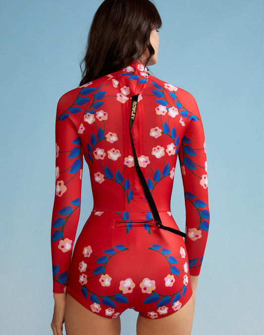 VINE FLORAL WETSUIT RED