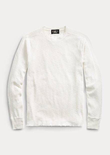 Long-sleeve Textured Cotton Waffle Knit Shirt